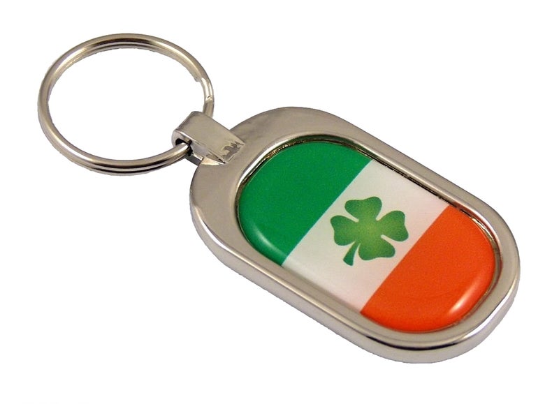 Ireland Flag Key Chain Metal Chrome Plated Keychain Key fob keyfob Irish
